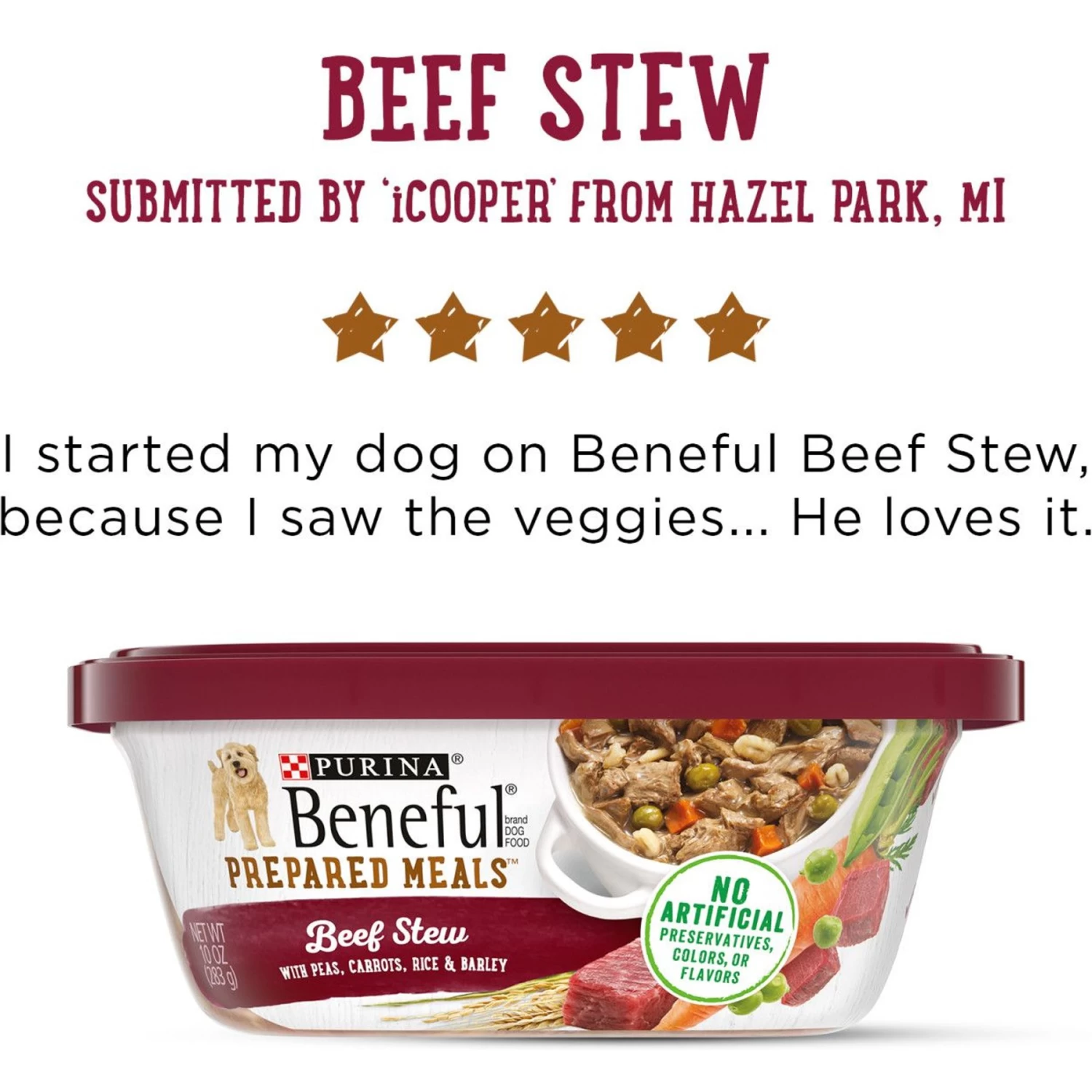 Purina Beneful Prepared Meals Beef Stew With Peas, Carrots, Rice & Barley Wet Dog Food - Image 7
