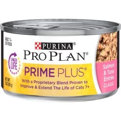 Purina Pro Plan Prime Plus Adult 7+ Salmon & Tuna Entree Classic Canned Cat Food, 3-oz Can, Case Of 24
