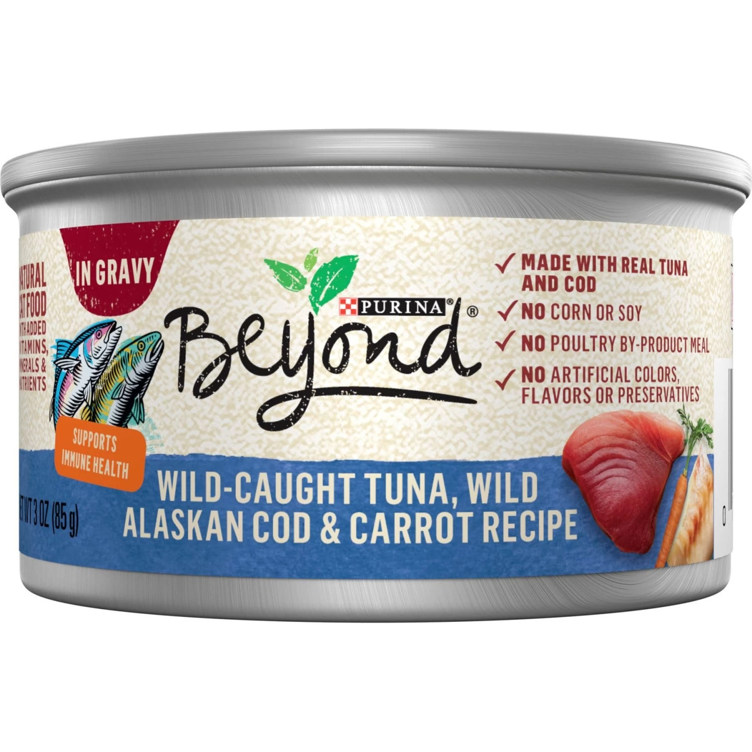 Purina Beyond Natural Wild-Caught Tuna, Cod & Carrots Recipe In Gravy Canned Cat Food
