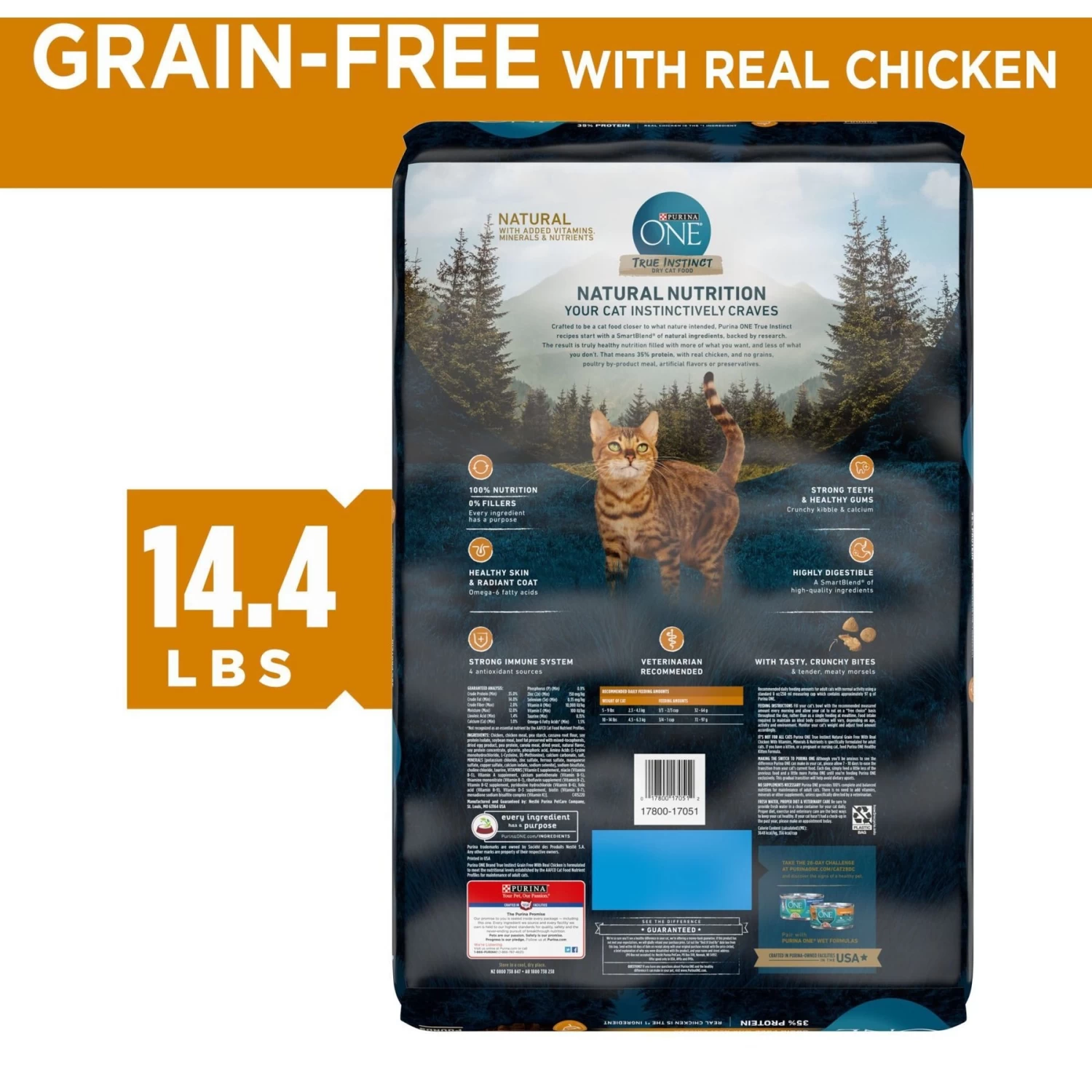 Purina ONE True Instinct Natural Real Chicken Plus Vitamins & Minerals High Protein Grain-Free Dry Cat Food - Image 2