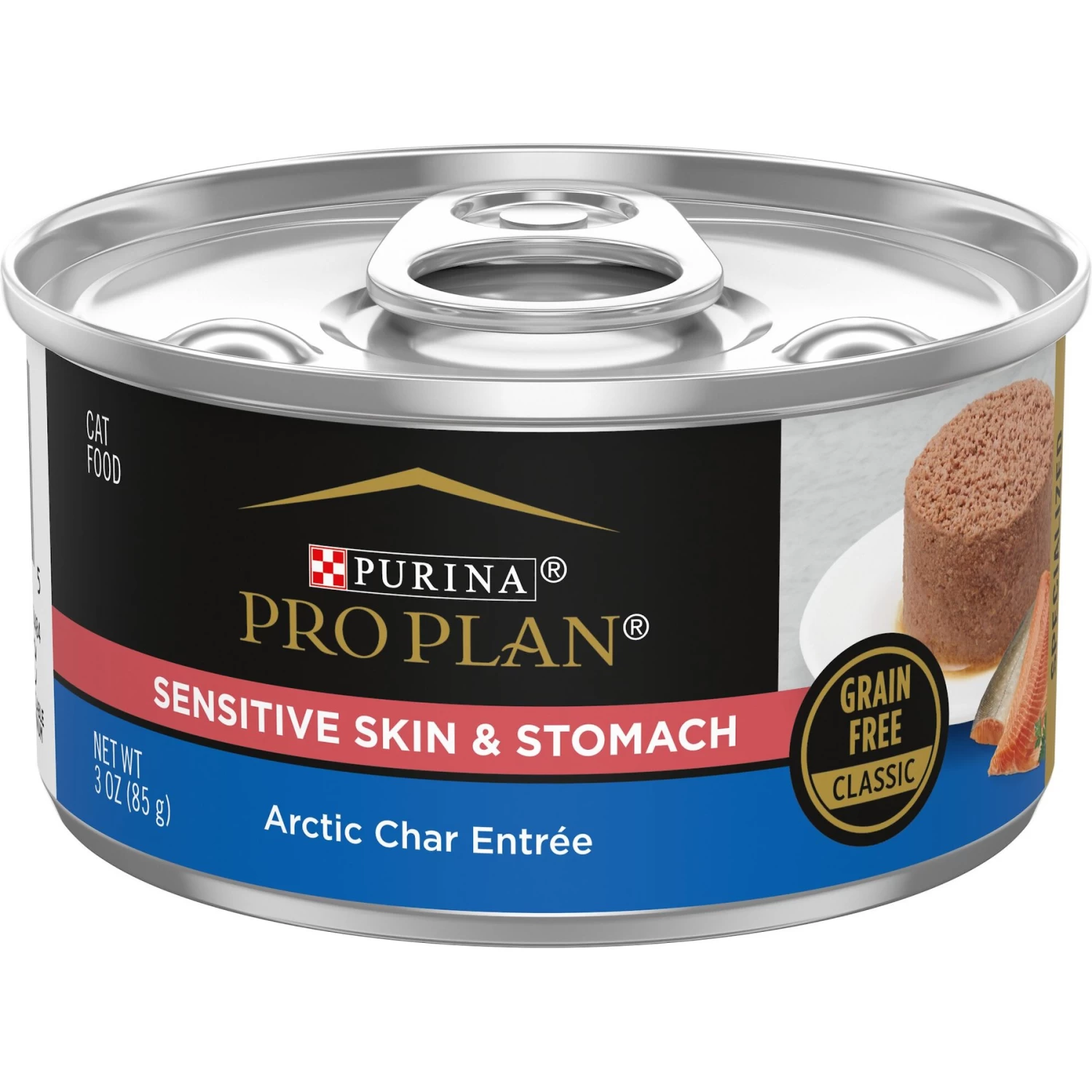 Purina Pro Plan Focus Sensitive Skin & Stomach Classic Arctic Char Grain-Free Entree Canned Cat Food, 3-oz Can, Case Of 24
