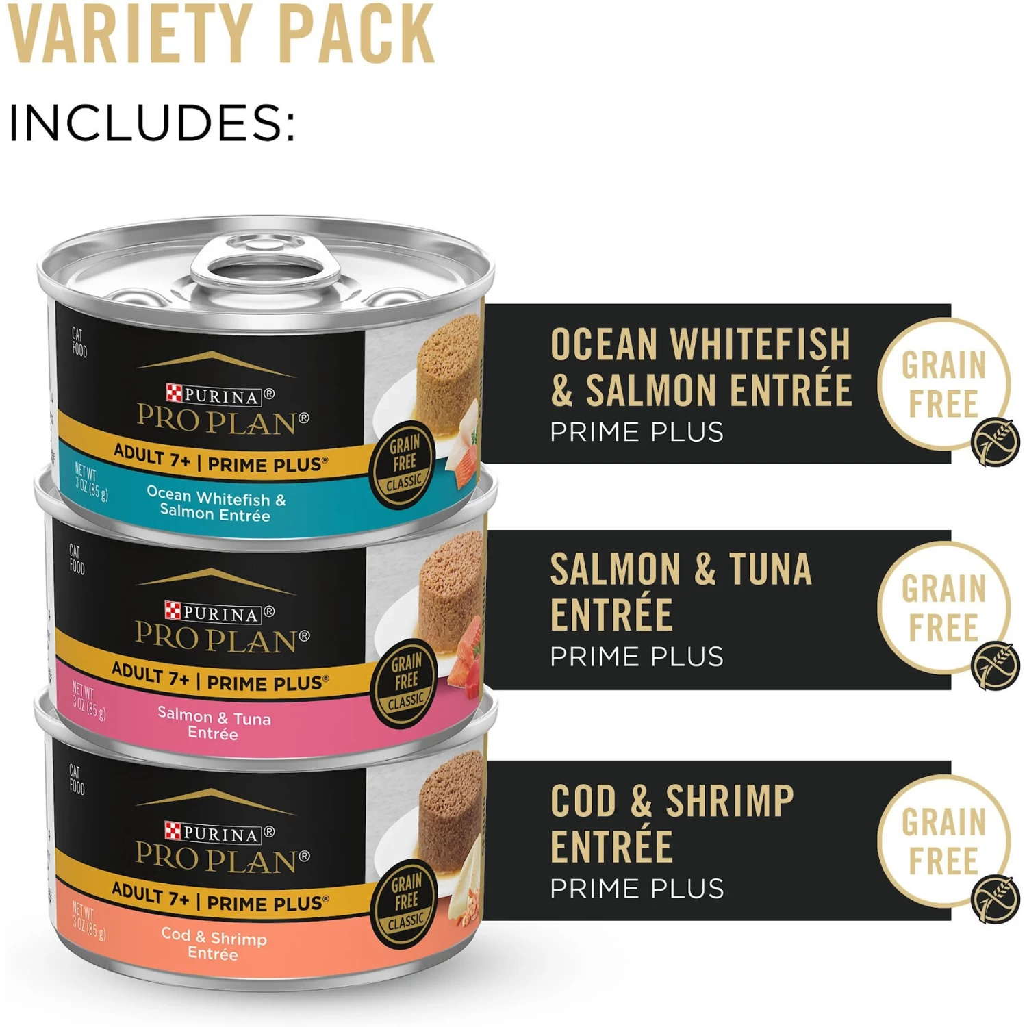 Purina Pro Plan Senior Adult 7+ Seafood Favorites Pate Variety Pack Canned Cat Food - Image 2