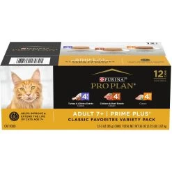 Purina Pro Plan Senior Adult 7+ Poultry & Beef Favorites Pate Variety Pack Canned Cat Food