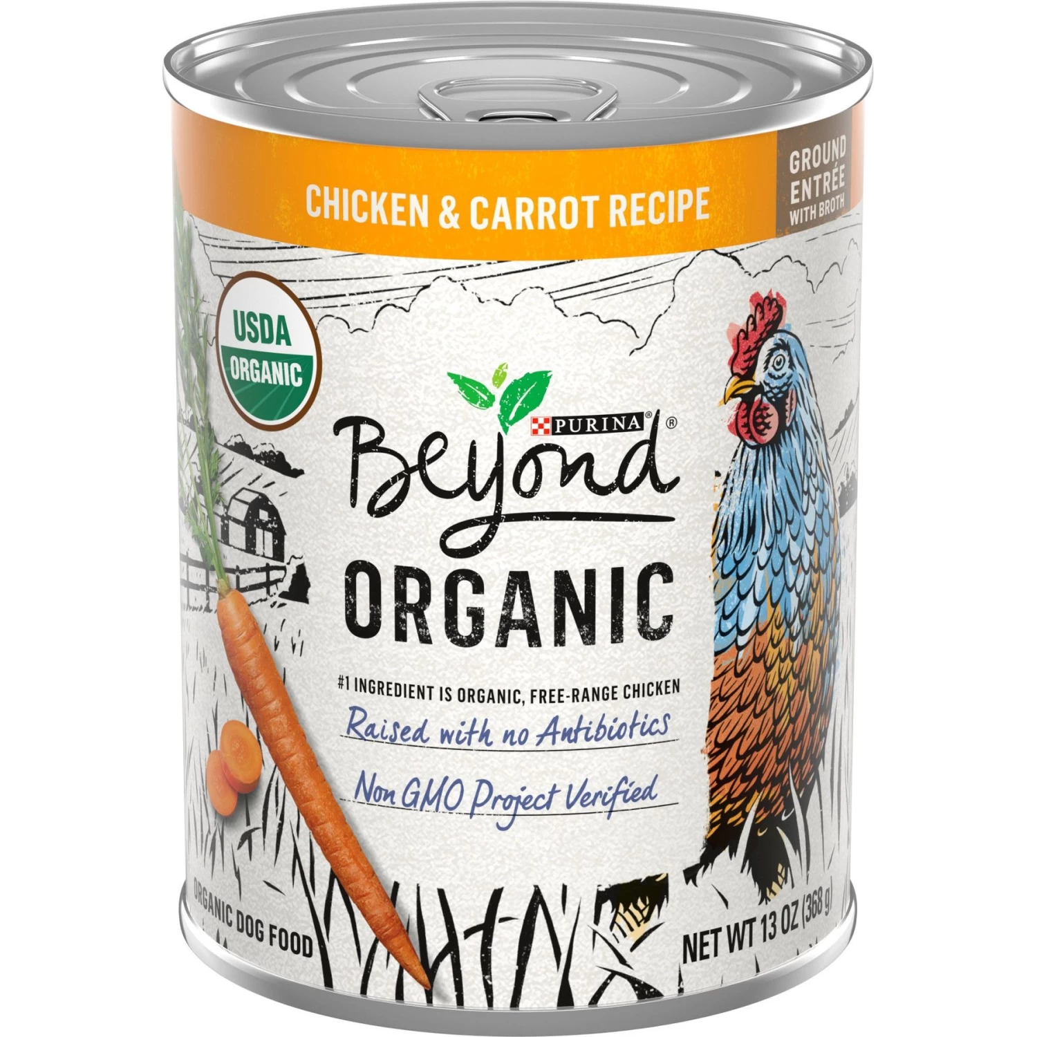 Purina Beyond Organic Chicken & Carrot Recipe Wet Dog Food, 13-oz Can, Case Of 12