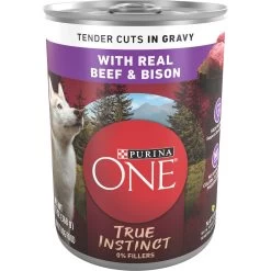 Purina ONE SmartBlend True Instinct Tender Cuts In Gravy Real Beef & Bison Wet Dog Food, 13-oz Can, Case Of 12