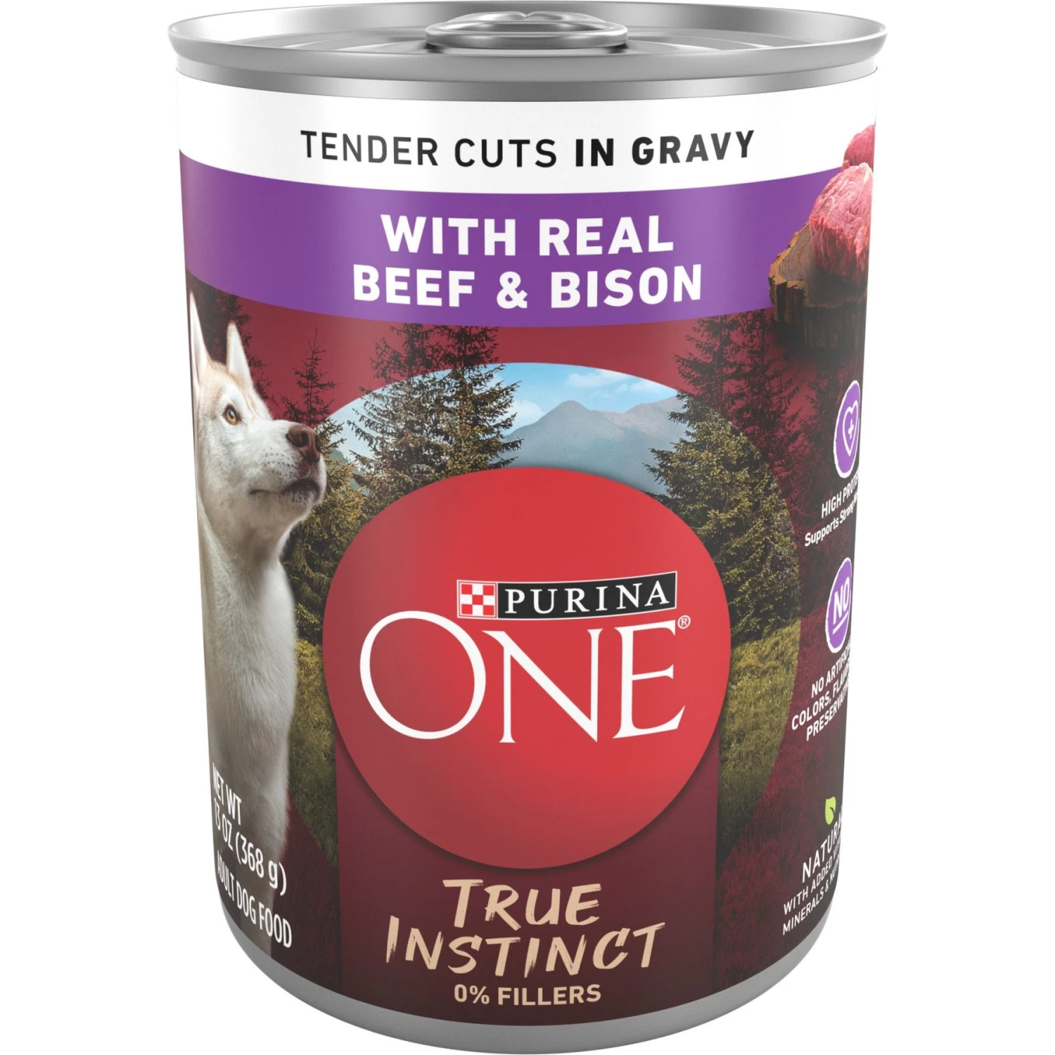 Purina ONE SmartBlend True Instinct Tender Cuts In Gravy Real Beef & Bison Wet Dog Food, 13-oz Can, Case Of 12