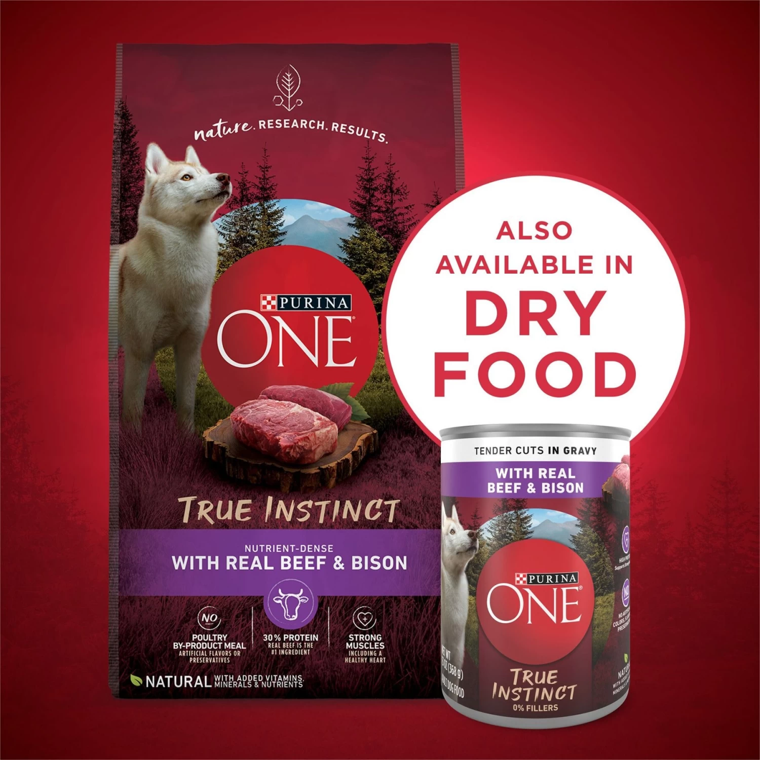 Purina ONE SmartBlend True Instinct Tender Cuts In Gravy Real Beef & Bison Wet Dog Food, 13-oz Can, Case Of 12 - Image 7