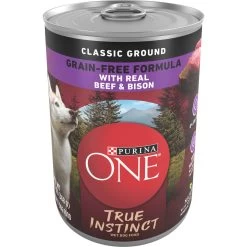 Purina ONE SmartBlend True Instinct Classic Ground Real Beef & Bison Grain-Free Wet Dog Food, 13-oz Can, Case Of 12
