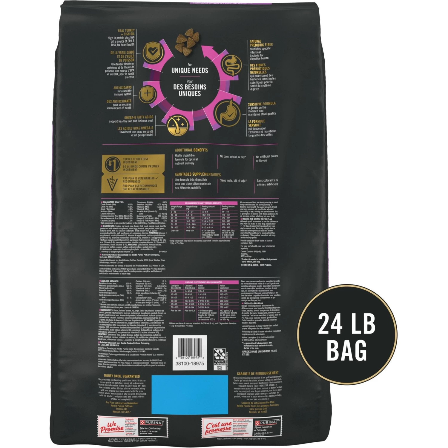 Purina Pro Plan Sensitive Skin & Stomach Adult With Probiotics Turkey & Oat Meal Formula High Protein Dry Dog Food - Image 2