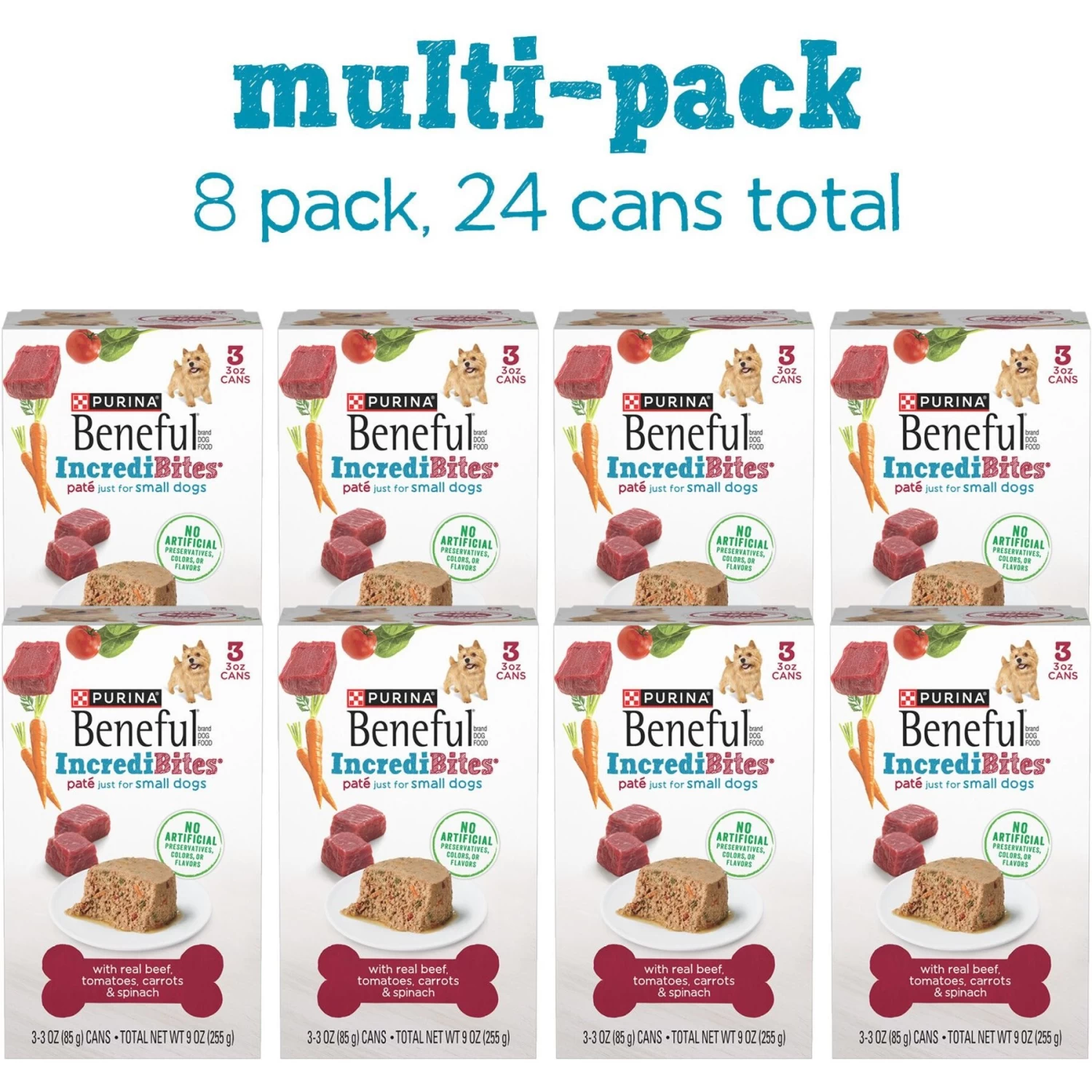 Purina Beneful IncrediBites Pate With Real Beef, Tomatoes, Carrots & Spinach Wet Dog Food, 3-oz Can, Case Of 24 - Image 2