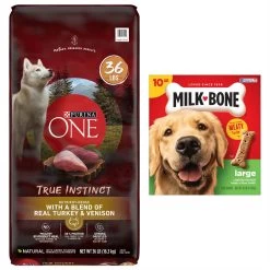 Purina ONE True Instinct Natural High Protein With Real Turkey & Venison Dry Dog Food & Milk-Bone Original Large Biscuit Dog Treats