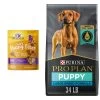 Purina Pro Plan High Protein Chicken & Rice Formula Large Breed Dry Puppy Food & Wellness Soft Puppy Bites Lamb & Salmon Recipe Grain-Free Natural Dog Treats