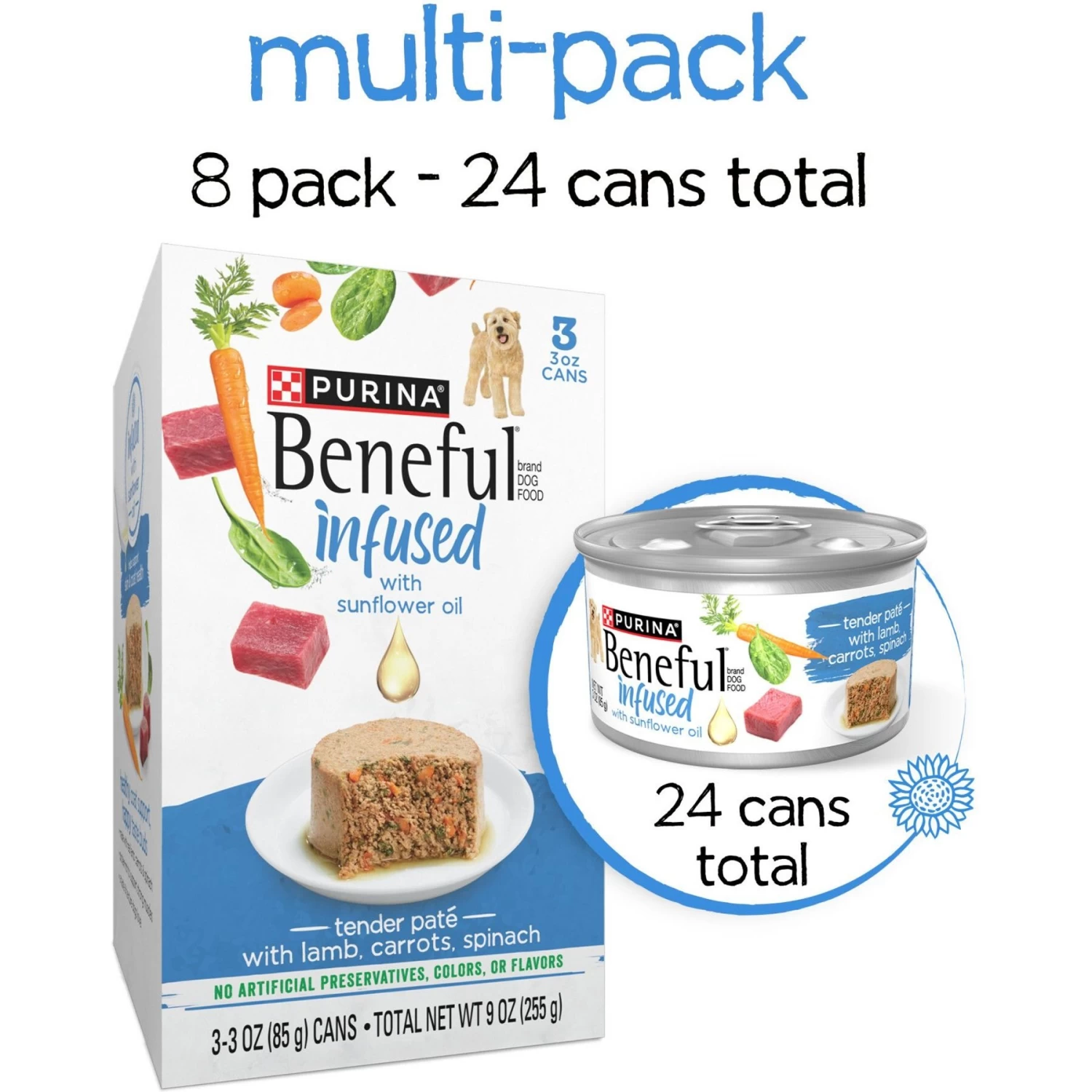 Purina Beneful Infused Pate With Real Lamb, Carrots & Spinach Wet Dog Food, 3-oz Tray, Case Of 24 - Image 2