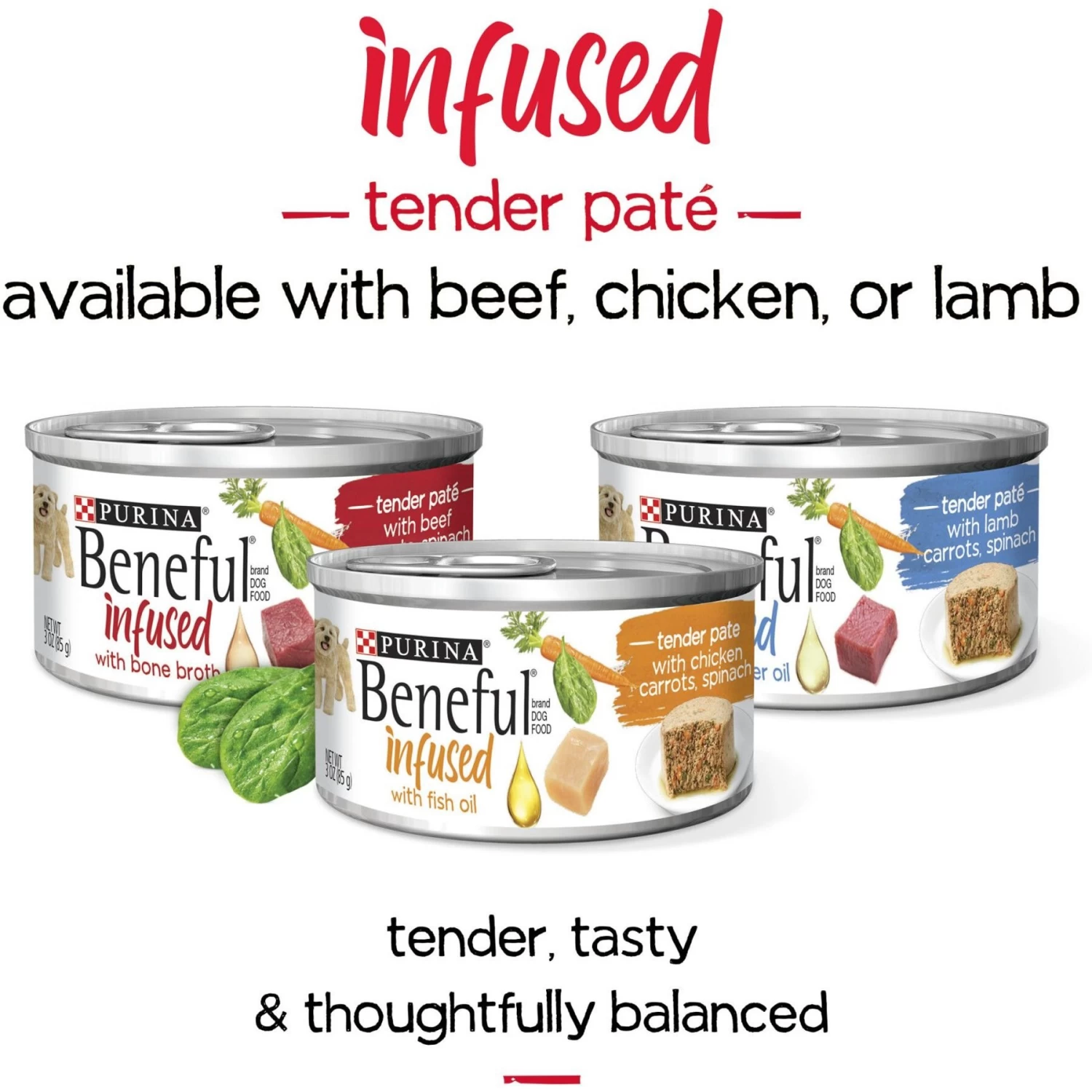 Purina Beneful Infused Pate With Real Lamb, Chicken, Beef Variety Pack Wet Dog Food, 3-oz Can, Case Of 24 - Image 8