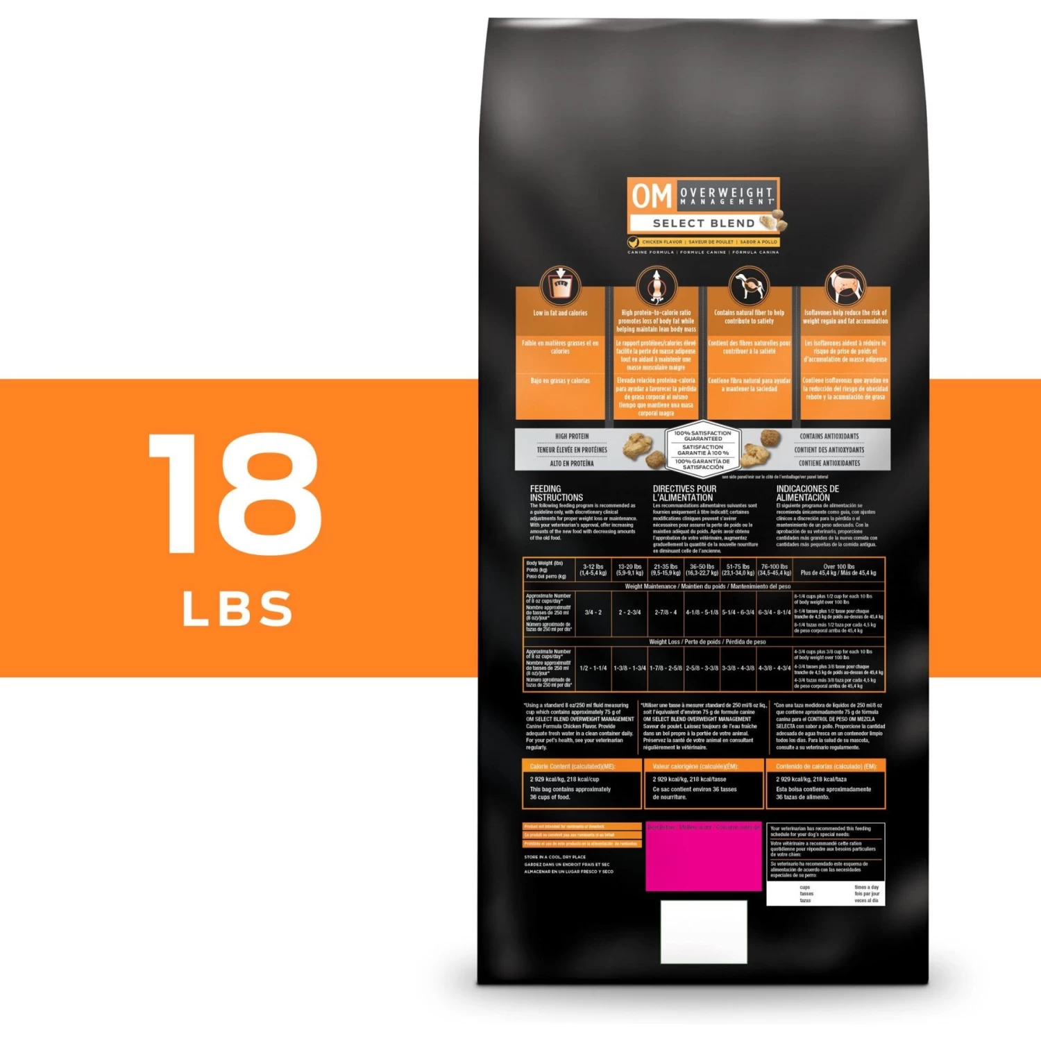 Purina Pro Plan Veterinary Diets OM Overweight Management Select Blend Chicken Flavor Dry Dog Food - Image 2