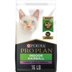 Purina Pro Plan Adult Indoor Hairball Management Turkey & Rice Formula Dry Cat Food