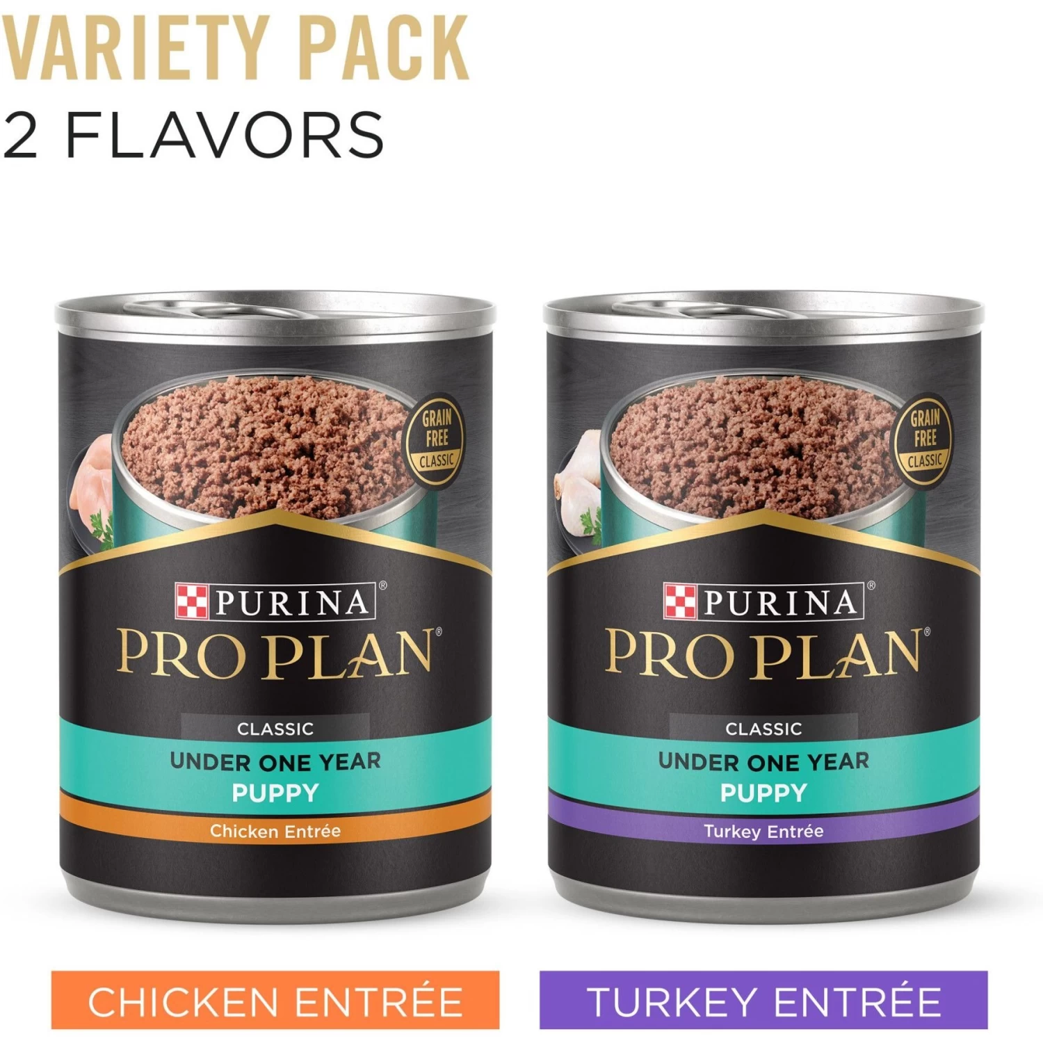 Purina Pro Plan Development Variety Pack Puppy Grain-Free Chicken Entree & Turkey Entree Wet Dog Food, 13-oz Can, Case Of 12 - Image 2