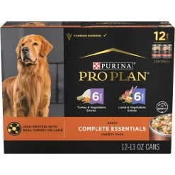 Purina Pro Plan Complete Essentials Variety Pack Adult High Protein Lamb & Vegetables, Turkey & Vegetables Slices In Gravy Wet Dog Food, 13-oz Can, Case Of 12