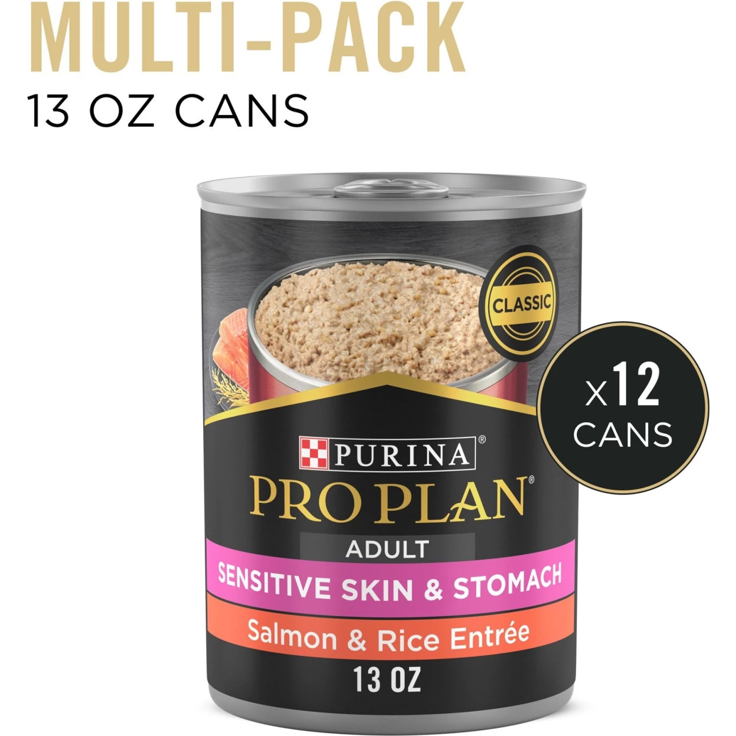 Purina Pro Plan Sensitive Skin & Stomach Wet Dog Food Pate Salmon & Rice Entree, 13-oz Can, Case Of 12 - Image 2
