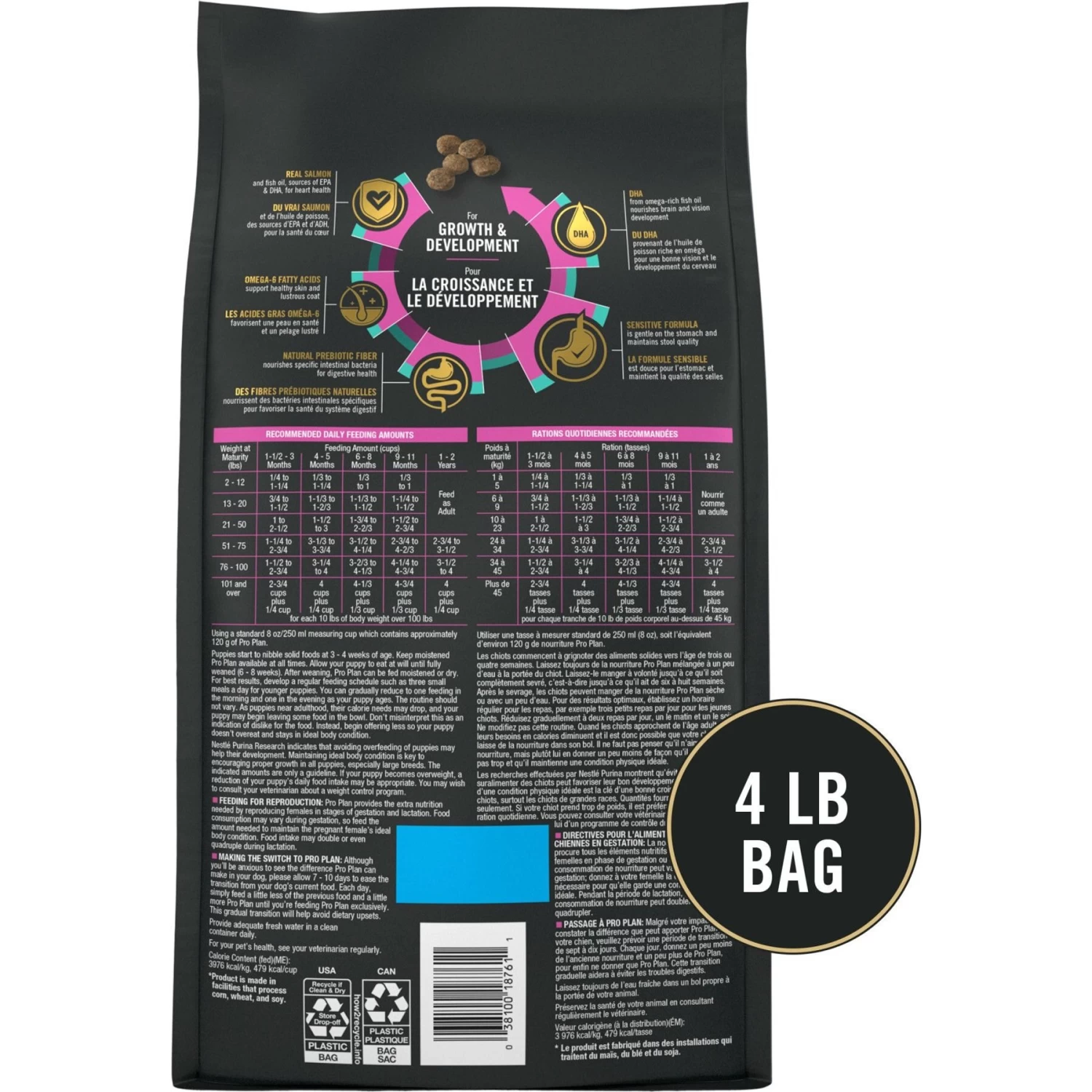 Purina Pro Plan Puppy Sensitive Skin & Stomach Salmon & Rice Dry Dog Food & Greenies Regular Dental Dog Treats - Image 3