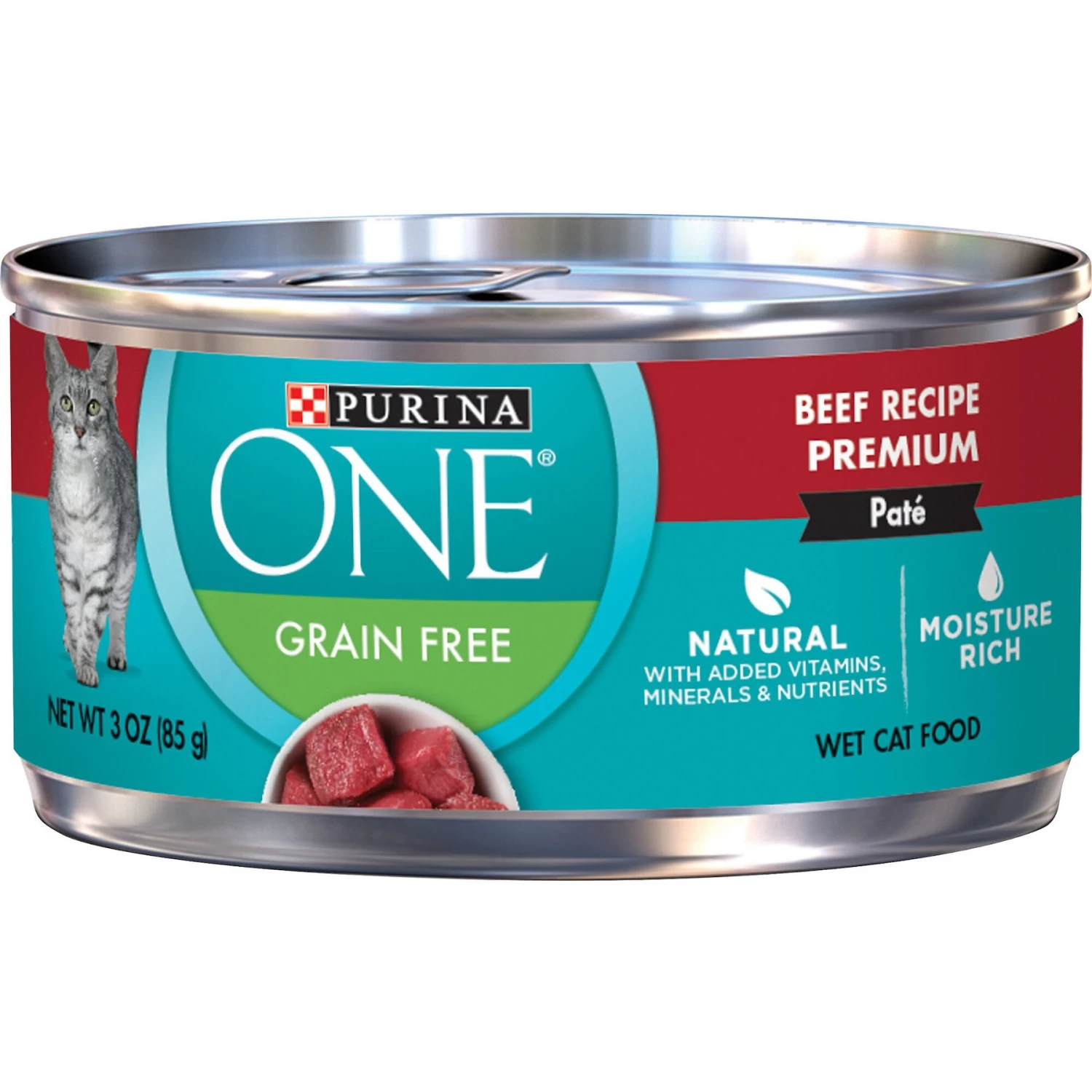 Purina ONE Beef Recipe Pate Grain-Free Natural High Protein Canned Cat Food