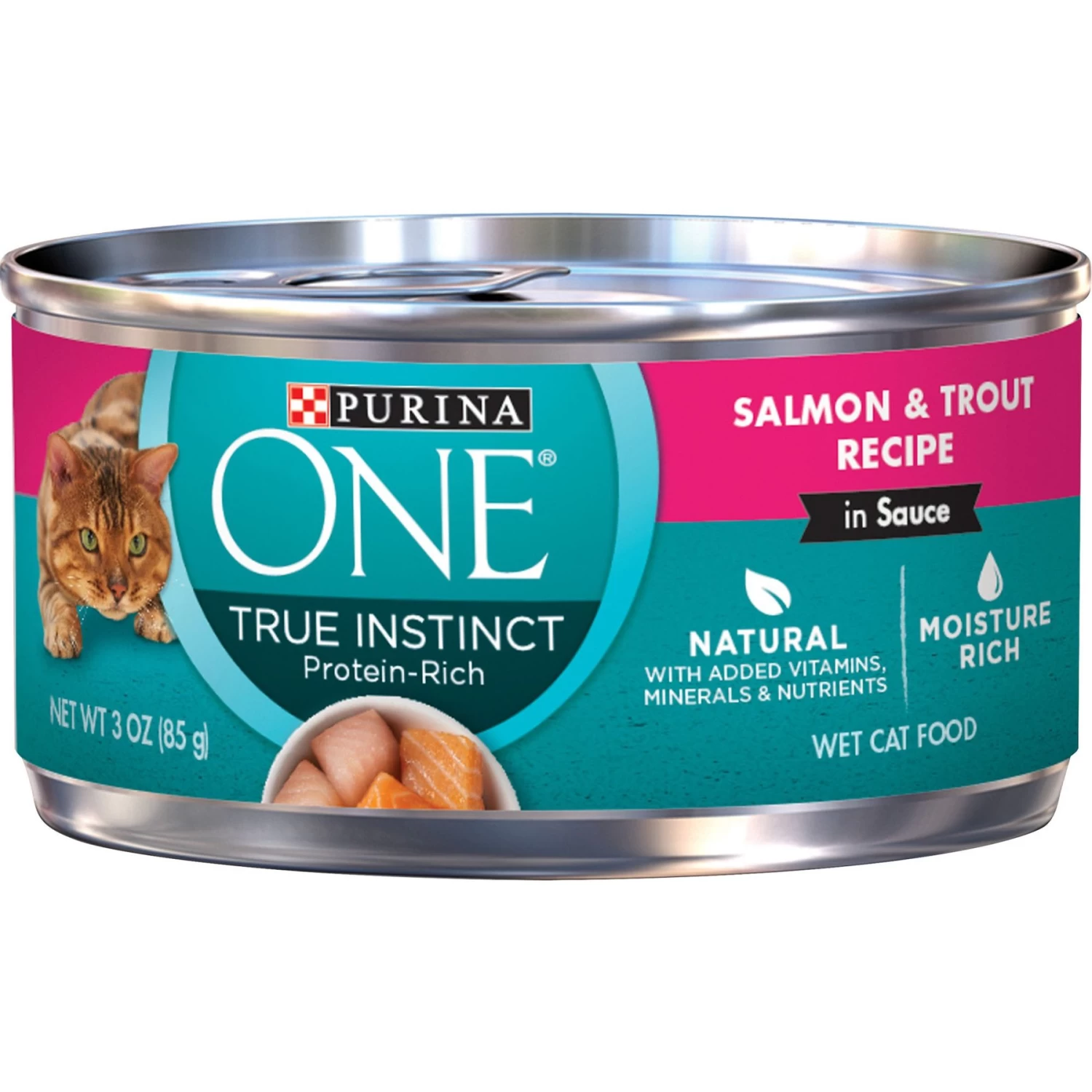 Purina ONE True Instinct Salmon & Trout Recipe In Sauce Natural High Protein Canned Cat Food