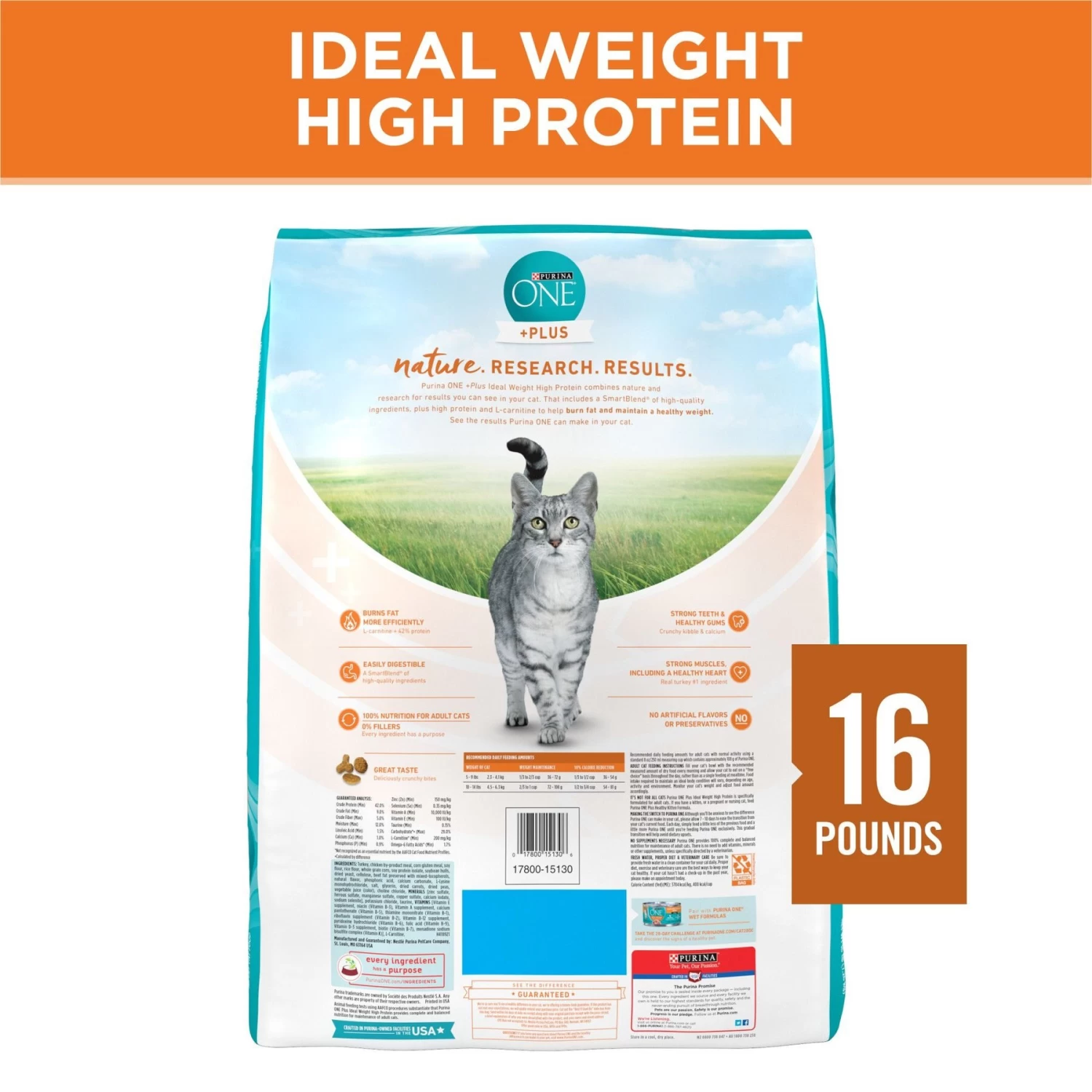 Purina ONE +Plus Ideal Weight Natural High Protein Adult Dry Cat Food - Image 2