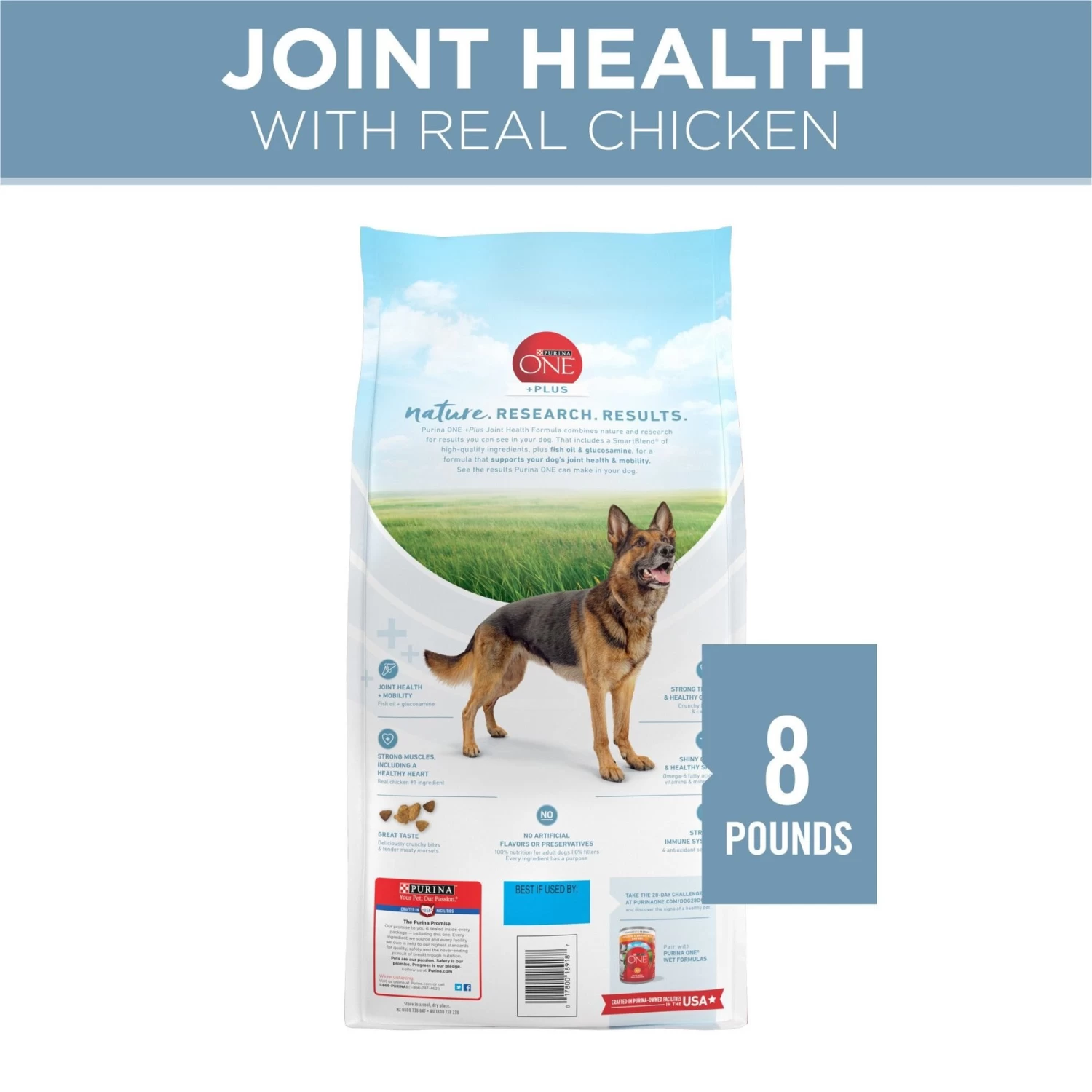 Purina ONE Plus Joint Health Formula Natural With Added Vitamins, Minerals & Nutrients Dry Dog Food, 8-lb Bag - Image 2