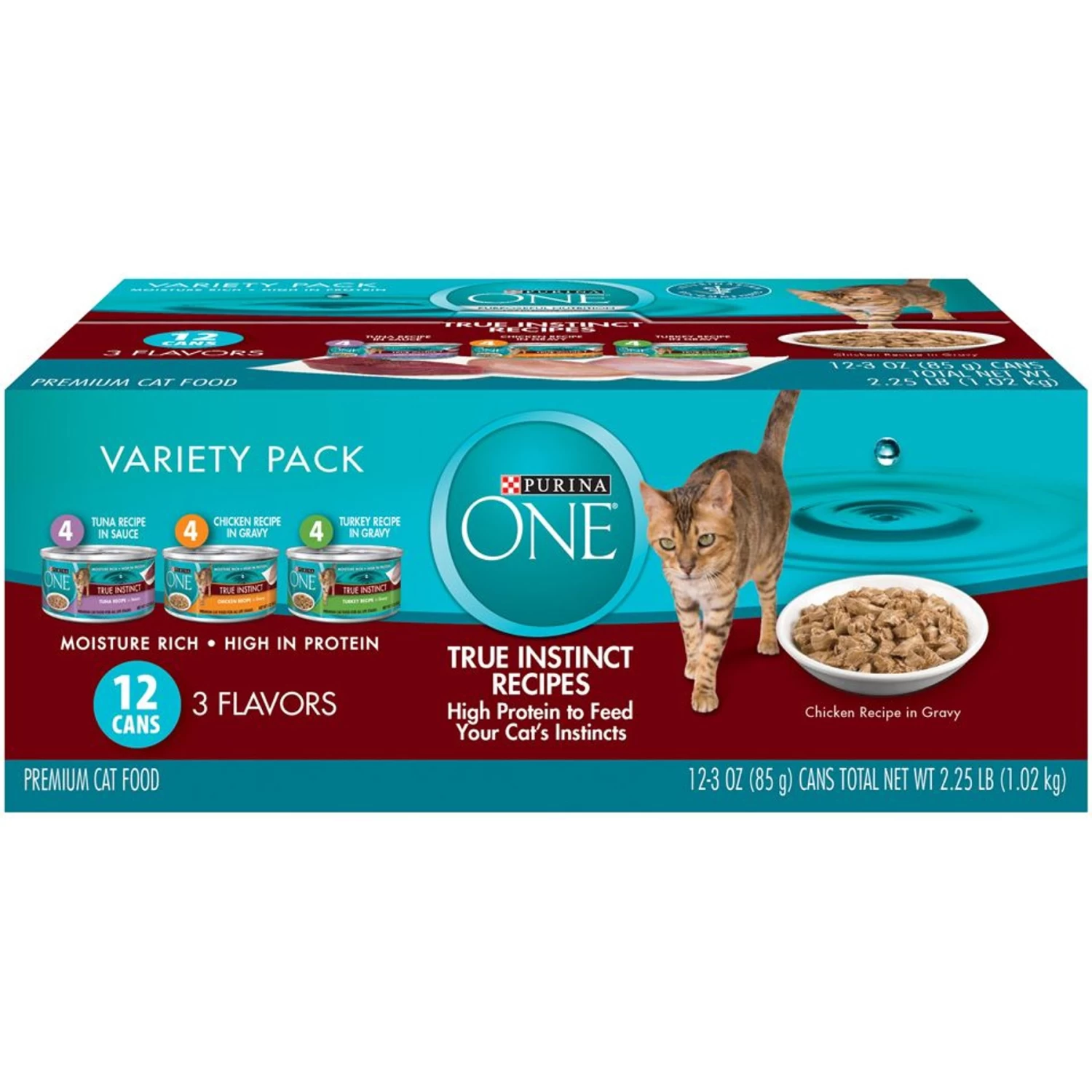 Purina ONE Tender Selects Blend With Real Chicken Dry Cat Food & Purina ONE True Instinct Turkey, Chicken & Tuna Variety Pack Canned Cat Food - Image 6