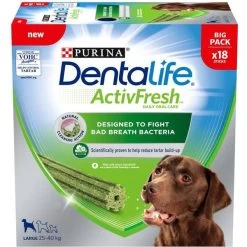 Purina Dentalife ActivFresh Daily Dental Care Snacks For Large Breed Dogs 18 Sticks