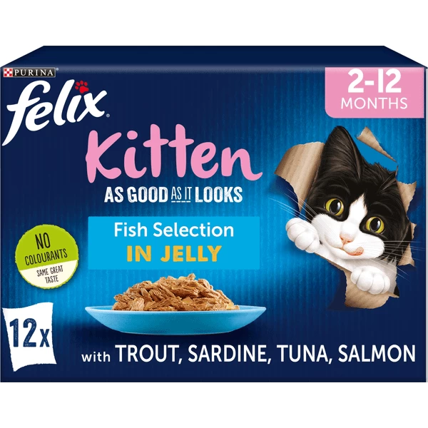 Purina Felix As Good As It Looks Kitten Fish Selection In Jelly Wet Cat Food 12x100g