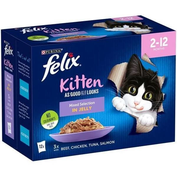 Purina Felix As Good As It Looks Kitten Mixed Selection In Jelly Pouches 12x100g - Image 2